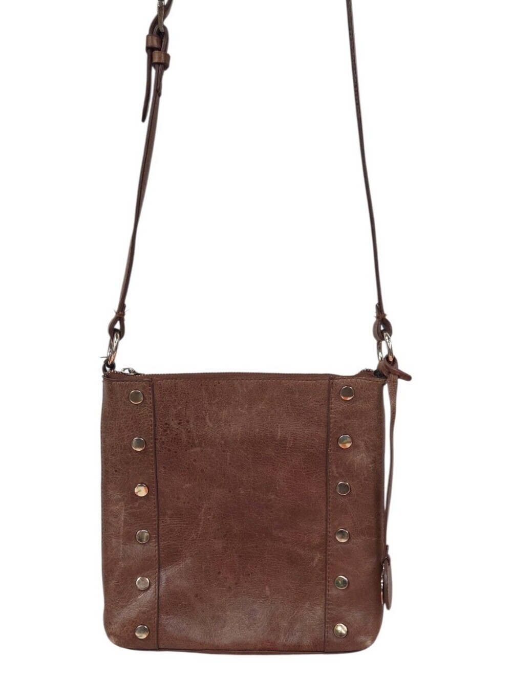 Tommy Bahama Brown Leather Crossbody Bag with Stud Accents